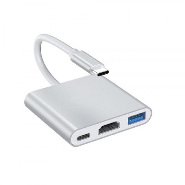 USB Type-C 3.1 Hub 3-in-1 USB C Adapter to USB3.0 HDMI 4K USB-C PD Charging Port